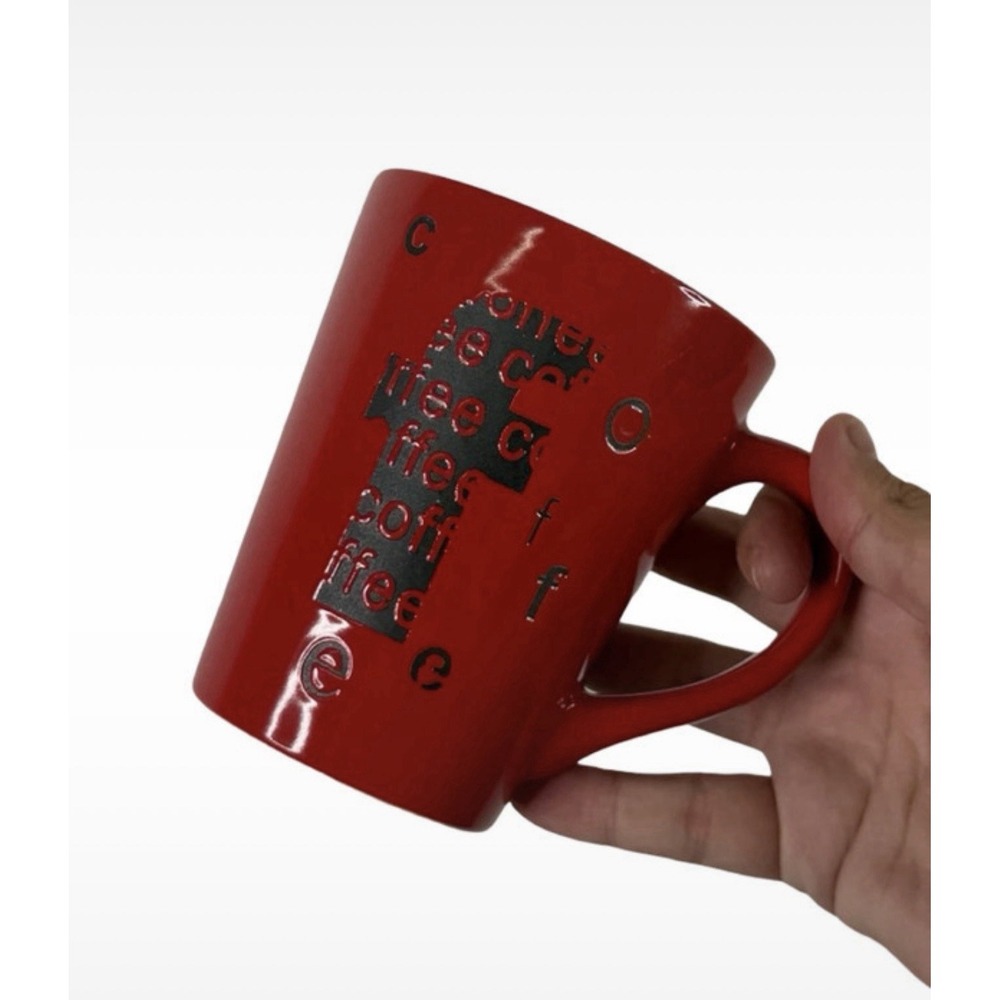 Mulberry Red Coffee "F" Typography Ceramic Mug
